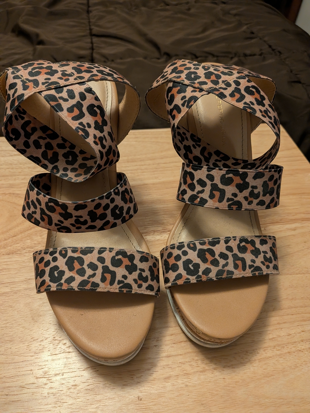 Leopard Print Strappy Wedges